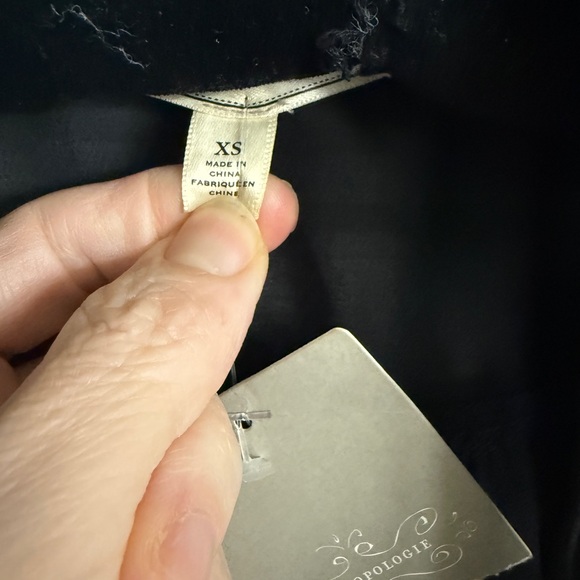 Anthropologie Black Lace Trim Tie Blouse Witchy Whimsy Victorian XS - Picture 3 of 12